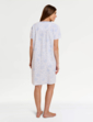 Slub Cotton Rik Rak Trim Print Nightdress - Blue
