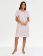 Slub Cotton Rik Rak Trim Print Nightdress - Pink