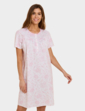 Slub Cotton Rik Rak Trim Print Nightdress - Pink