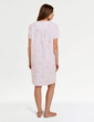 Slub Cotton Rik Rak Trim Print Nightdress - Pink