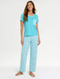 Pineapple Print Jersey Pyjama - Aqua