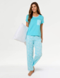 Pineapple Print Jersey Pyjama - Aqua
