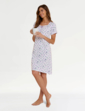 Cotton Jersey Print Nightdress with Broderie Trim - Lilac