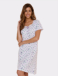 Cotton Jersey Print Nightdress with Broderie Trim - Lilac