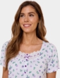 Cotton Jersey Print Nightdress with Broderie Trim - Lilac