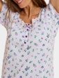 Cotton Jersey Print Nightdress with Broderie Trim - Lilac