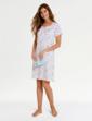 Cotton Jersey Print Nightdress with Broderie Trim - Pink