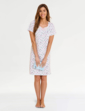 Cotton Jersey Print Nightdress with Broderie Trim - Pink