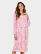 Brushed Fleece Print Nightdress - Pink