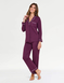 Plum Collar and Rever Jersey Pyjama - Plum