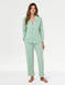 Sage Collar and Rever Jersey Pyjama - Sage