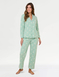 Sage Collar and Rever Jersey Pyjama - Sage