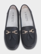 Nautical Wide Fit Leather Loafer - Black
