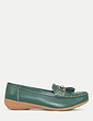 Nautical Wide Fit Leather Loafer - Dark Green