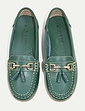 Nautical Wide Fit Leather Loafer - Dark Green