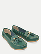 Nautical Wide Fit Leather Loafer - Dark Green