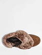 Wide Fit Mock Suede Faux Fur Lined Boot - Brown