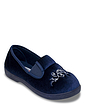 Dr Lightfoot Wide Fit Embroidered Velour Slipper