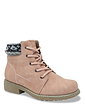 Ladies Wide Fit Knit Collar Lace Up Boot - Pink