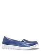 Leather Slip On Wide Fit Punchwork Shoe Navy