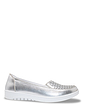Leather Slip On Wide Fit Punchwork Shoe Silver