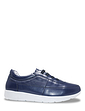 Leather Wide Fit Trainer Shoe - Navy