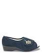 Extra Wide Fit Embroidered Open Toe Slipper - Navy