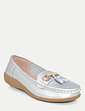 Leather Extra Wide EE Fit Loafers - Silver