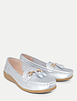 Leather Extra Wide EE Fit Loafers - Silver