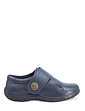 Extra Wide EEE Fit Touch Fasten Leather Shoe - Navy