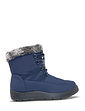 Wide Fit Thermal Lined Showerproof Mock Lace Up Boots - Navy