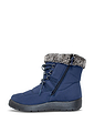 Wide Fit Thermal Lined Showerproof Mock Lace Up Boots - Navy