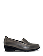 Slip On Wide E Fit Leather Shoe - Pewter