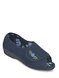 Touch Fasten Wide E Fit Open Toe Slippers - Navy
