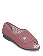 Touch Fasten Wide E Fit Open Toe Slippers - Pink