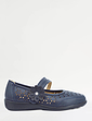 Comfort Bar Wide E Fit Shoes - Navy