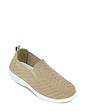 Wide Fit Knit Fabric Slip On Trainers - Beige
