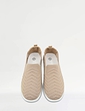 Wide Fit Knit Fabric Slip On Trainers - Beige