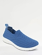 Wide Fit Knit Fabric Slip On Trainers - Blue