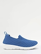 Wide Fit Knit Fabric Slip On Trainers - Blue