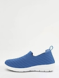 Wide Fit Knit Fabric Slip On Trainers - Blue