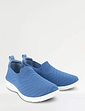 Wide Fit Knit Fabric Slip On Trainers - Blue