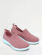Wide Fit Knit Fabric Slip On Trainers - Heather