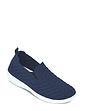 Wide Fit Knit Fabric Slip On Trainers - Navy
