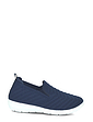 Wide Fit Knit Fabric Slip On Trainers - Navy