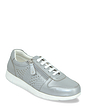 Pearlised Leather Wide Fit Trainers with Side Zip - Grey