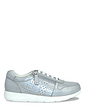 Pearlised Leather Wide Fit Trainers with Side Zip - Grey