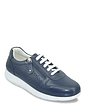 Pearlised Leather Wide Fit Trainers with Side Zip - Navy