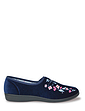 Dr Keller Touch Fasten Embroidered Slippers - Navy