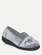 Wide E Fit Elastic Gusset Slipper - Grey